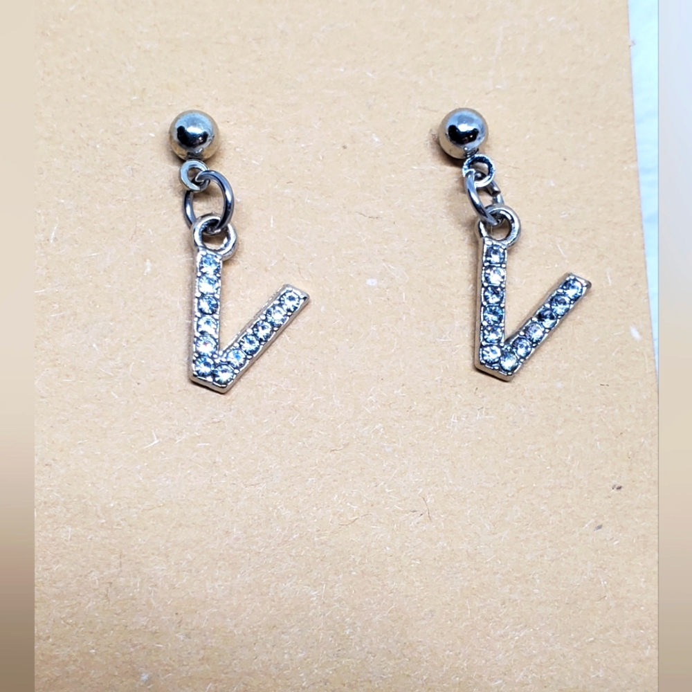 7/$10 V Initial Earrings, New